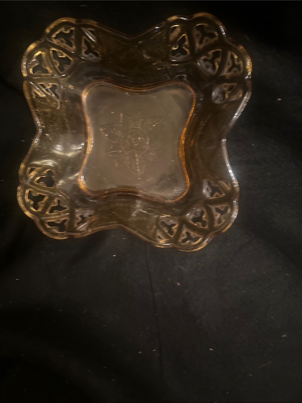 Amber Glass Decorative Trinket Dish - Amber Color